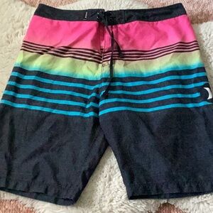 Hurley Pink and Blue Striped Board Shorts